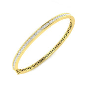 Natural Round Channel Set Diamond Bangle with Hinged Box Clasp in 10K/14K gold and platinum with certified lab-grown or natural diamonds