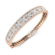 Premium Platinum Natural Diamond Round Cut Half Eternity Bangle with Hinged Box Lock in 10K/14K gold and platinum with certified lab-grown or natural diamonds