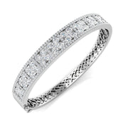 Premium Platinum Natural Diamond Round Cut Half Eternity Bangle with Hinged Box Lock in 10K/14K gold and platinum with certified lab-grown or natural diamonds