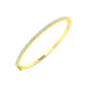 Natural Round Cut Diamond Prong Set Half Eternity Bangle with Hinged Lock in 10K/14K gold and platinum with certified lab-grown or natural diamonds
