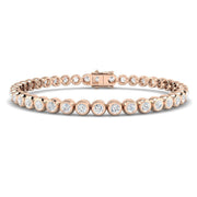 Natural Round Bezel Set Diamond Tennis Bracelet in Platinum with Secure Box Clasp - Line Bracelet in 10K/14K gold and platinum with certified lab-grown or natural diamonds