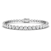Natural Round Bezel Set Diamond Tennis Bracelet in Platinum with Secure Box Clasp - Line Bracelet in 10K/14K gold and platinum with certified lab-grown or natural diamonds