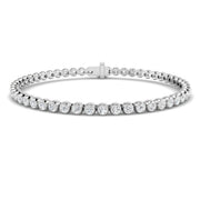 Natural Round Bezel Set Diamond Tennis Bracelet in Platinum with Secure Box Clasp - Line Bracelet in 10K/14K gold and platinum with certified lab-grown or natural diamonds