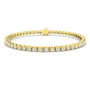 Natural Round Bezel Set Diamond Tennis Bracelet in Platinum with Secure Box Clasp - Line Bracelet in 10K/14K gold and platinum with certified lab-grown or natural diamonds