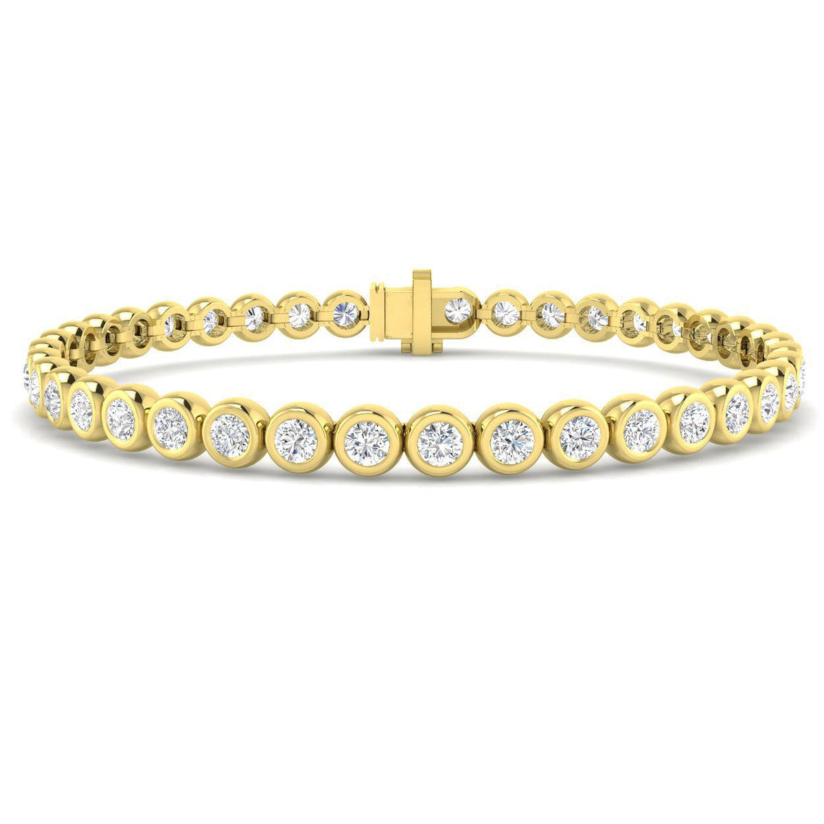 Natural Round Bezel Set Diamond Tennis Bracelet in Platinum with Secure Box Clasp - Line Bracelet in 10K/14K gold and platinum with certified lab-grown or natural diamonds