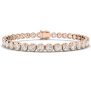 Natural Round Bezel Set Diamond Tennis Bracelet in Platinum with Secure Box Clasp - Line Bracelet in 10K/14K gold and platinum with certified lab-grown or natural diamonds