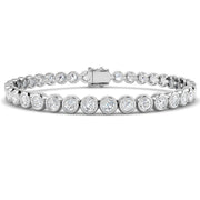 Natural Round Bezel Set Diamond Tennis Bracelet in Platinum with Secure Box Clasp - Line Bracelet in 10K/14K gold and platinum with certified lab-grown or natural diamonds