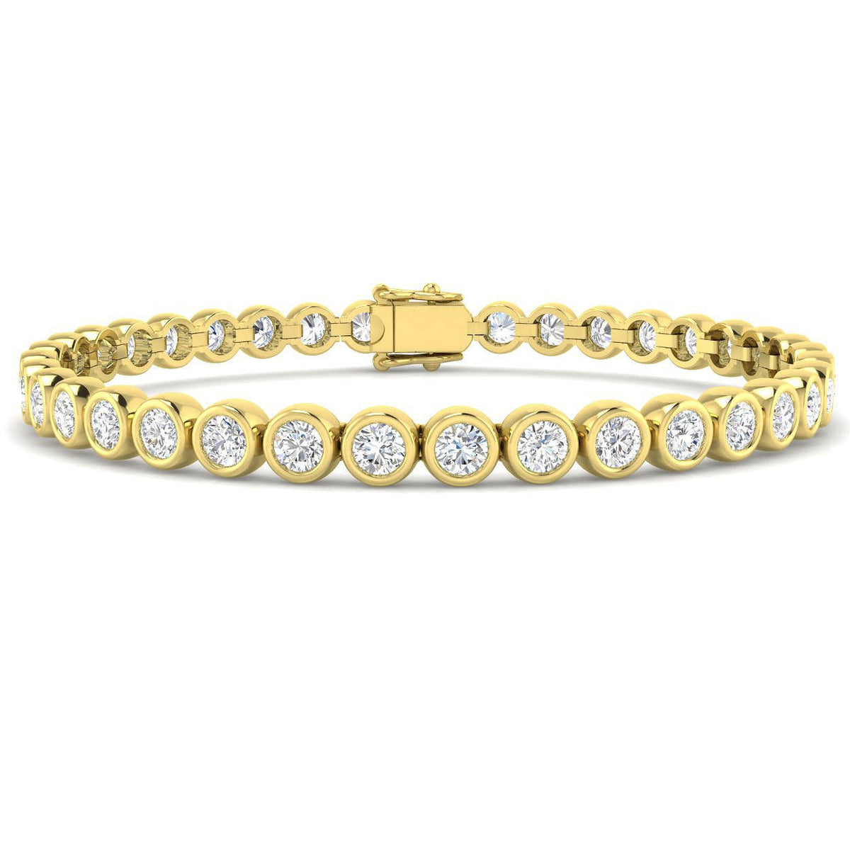 Natural Round Bezel Set Diamond Tennis Bracelet in Platinum with Secure Box Clasp - Line Bracelet in 10K/14K gold and platinum with certified lab-grown or natural diamonds