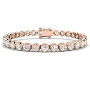 Natural Round Bezel Set Diamond Tennis Bracelet in Platinum with Secure Box Clasp - Line Bracelet in 10K/14K gold and platinum with certified lab-grown or natural diamonds
