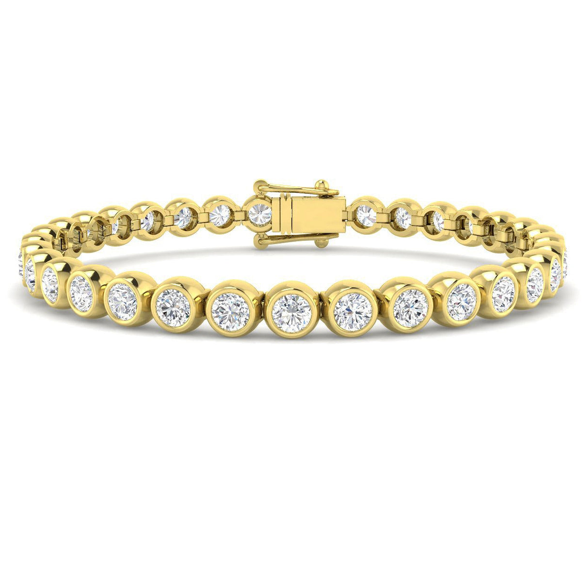 Natural Round Bezel Set Diamond Tennis Bracelet in Platinum with Secure Box Clasp - Line Bracelet in 10K/14K gold and platinum with certified lab-grown or natural diamonds