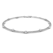 Natural Round Cut Bezel Set with Double Chain Diamond Station Bracelet in 10K/14K gold and platinum with certified lab-grown or natural diamonds