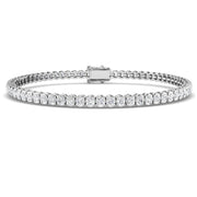 Round Lab Grown Diamond Tennis Bracelet in Semi Bezel Set with Secure Box Clasp in 10K/14K gold and platinum with certified lab-grown or natural diamonds