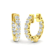 Luxury Prong Set Diamond Hoop Earrings in 10K/14K gold and platinum with certified lab-grown or natural diamonds