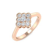 Milgrain Cluster Diamond Ring 0.33ct Vintage Floral UK Hallmarked in 10K/14K gold and platinum with certified lab-grown or natural diamonds