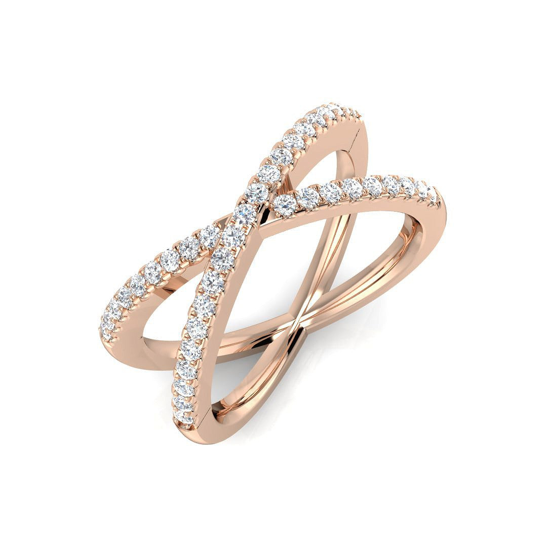 Lab & Natural Criss-Cross Diamond Ring in 10K/14K gold and platinum with certified lab-grown or natural diamonds