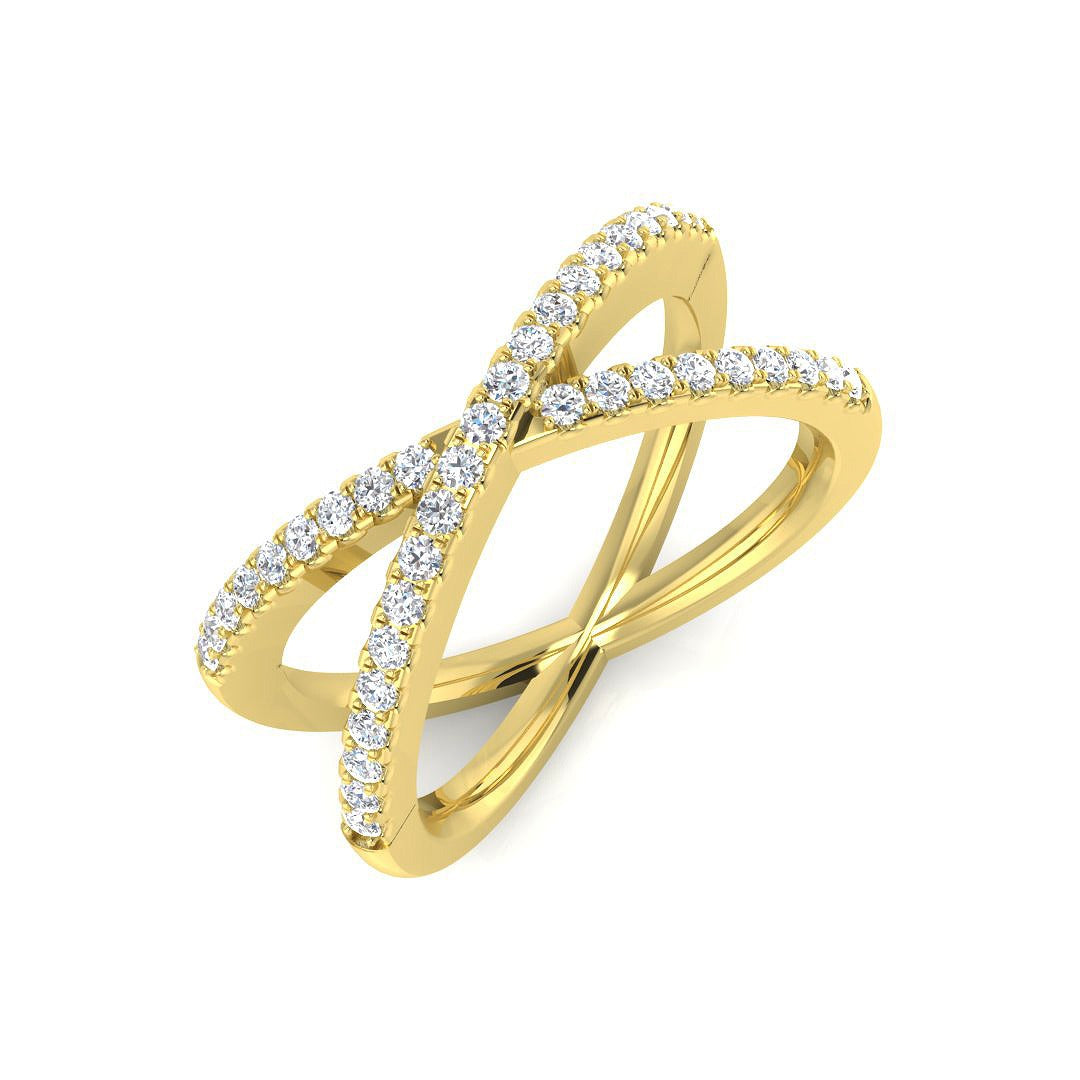 Lab & Natural Criss-Cross Diamond Ring in 10K/14K gold and platinum with certified lab-grown or natural diamonds