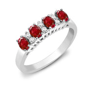 Ruby Diamond Ring in Oval Cut with Round Natural Diamonds in 10K/14K gold and platinum with certified lab-grown or natural diamonds