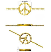 Peace Sign Charm Bracelet with Round Lab Grown Diamond Pave and Lobster Clasp in 10K/14K gold and platinum with certified lab-grown or natural diamonds