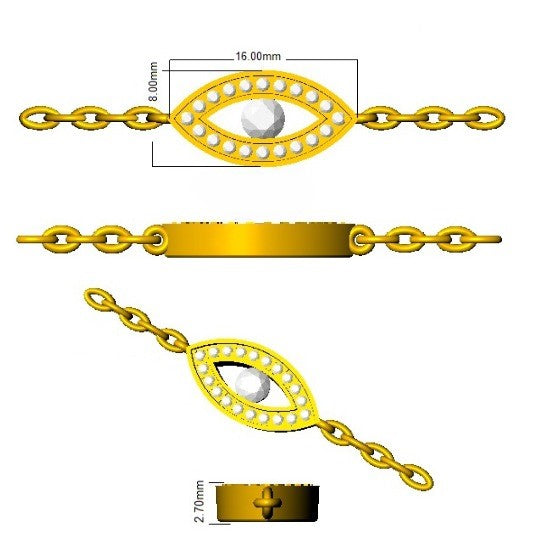 Natural Round Cut Pave Diamond & Pink Sapphire Evil Eye Bracelet in 10K/14K gold and platinum with certified lab-grown or natural diamonds