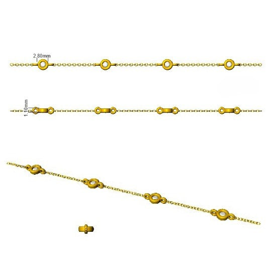 Round Diamond Station Bracelet with Bezel Set Diamonds in 10K/14K gold and platinum with certified lab-grown or natural diamonds