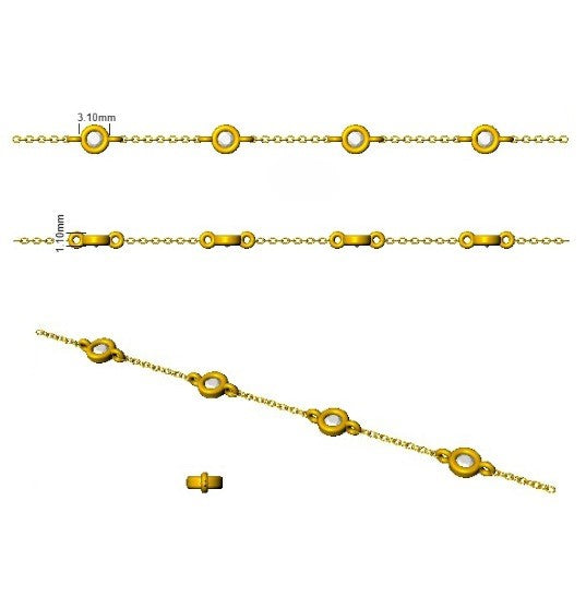 Round Diamond Station Bracelet with Bezel Set Diamonds in 10K/14K gold and platinum with certified lab-grown or natural diamonds