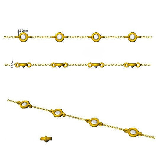 Round Diamond Station Bracelet with Bezel Set Diamonds in 10K/14K gold and platinum with certified lab-grown or natural diamonds