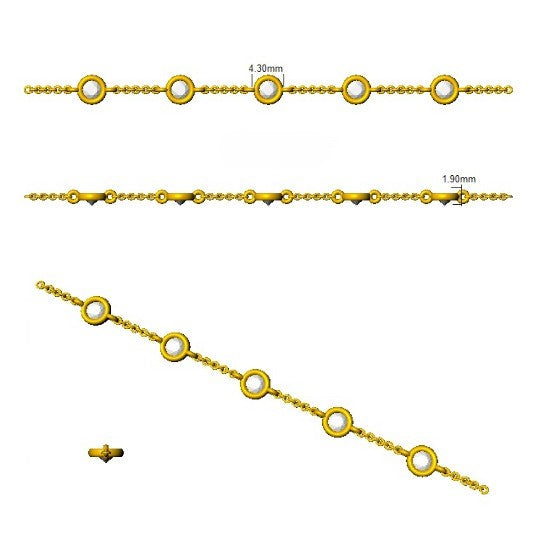 Round Diamond Station Bracelet with Bezel Set Diamonds in 10K/14K gold and platinum with certified lab-grown or natural diamonds