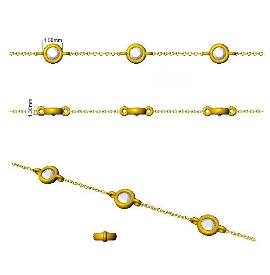Round Diamond Station Bracelet with Bezel Set Diamonds in 10K/14K gold and platinum with certified lab-grown or natural diamonds