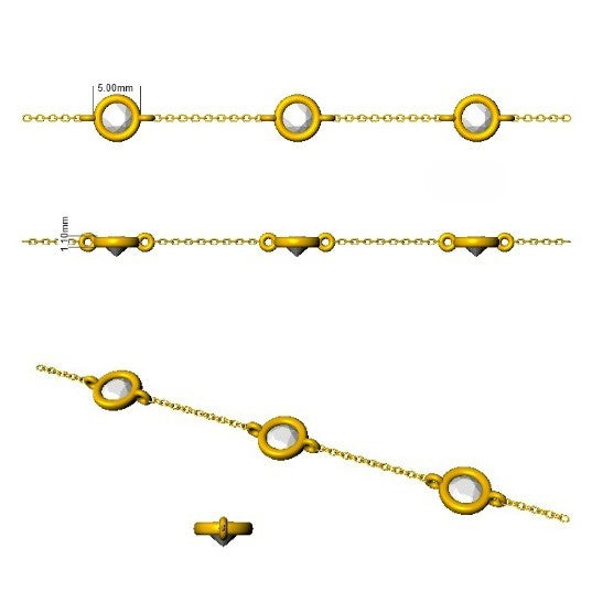 Round Diamond Station Bracelet with Bezel Set Diamonds in 10K/14K gold and platinum with certified lab-grown or natural diamonds