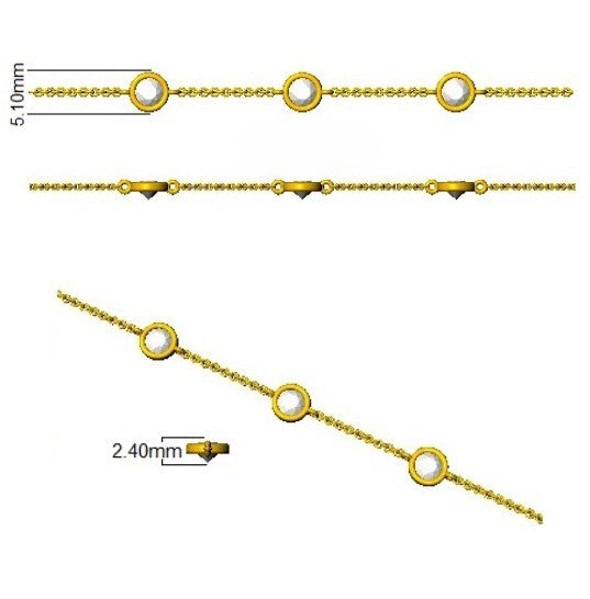Round Diamond Station Bracelet with Bezel Set Diamonds in 10K/14K gold and platinum with certified lab-grown or natural diamonds