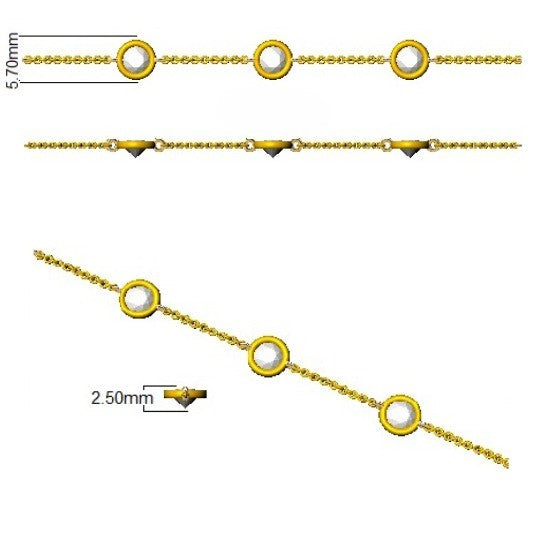Round Diamond Station Bracelet with Bezel Set Diamonds in 10K/14K gold and platinum with certified lab-grown or natural diamonds