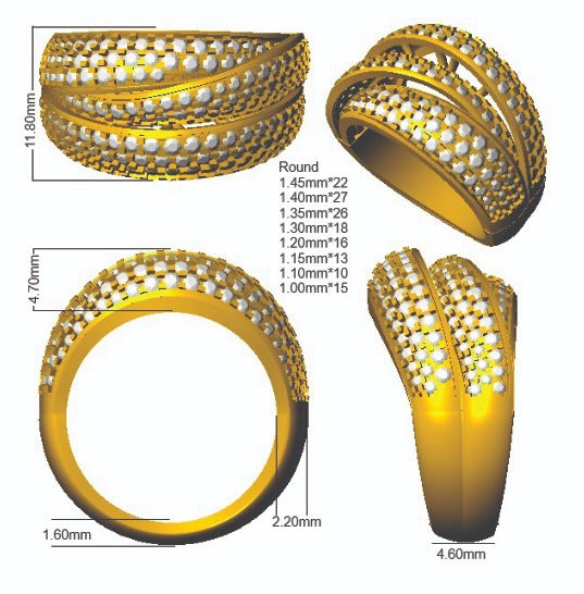 Diamond Pave Ring in 10K/14K gold and platinum with certified lab-grown or natural diamonds