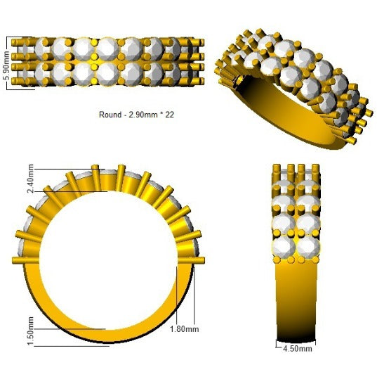 Diamond Half Eternity Ring in 10K/14K gold and platinum with certified lab-grown or natural diamonds