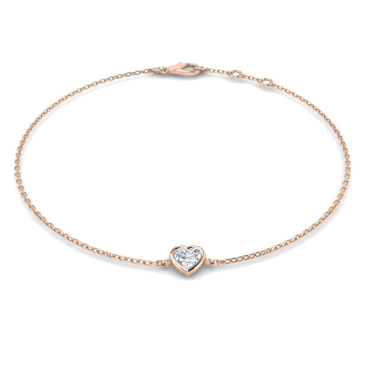 Diamond Bracelet Heart Cut Diamond Charm Bracelet in 10K/14K gold and platinum with certified lab-grown or natural diamonds