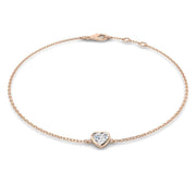 Diamond Bracelet Heart Cut Diamond Charm Bracelet in 10K/14K gold and platinum with certified lab-grown or natural diamonds