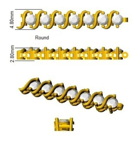 Round Cut Natural Diamond S Link Tennis Bracelet with Prong Set Box Clasp in 10K/14K gold and platinum with certified lab-grown or natural diamonds