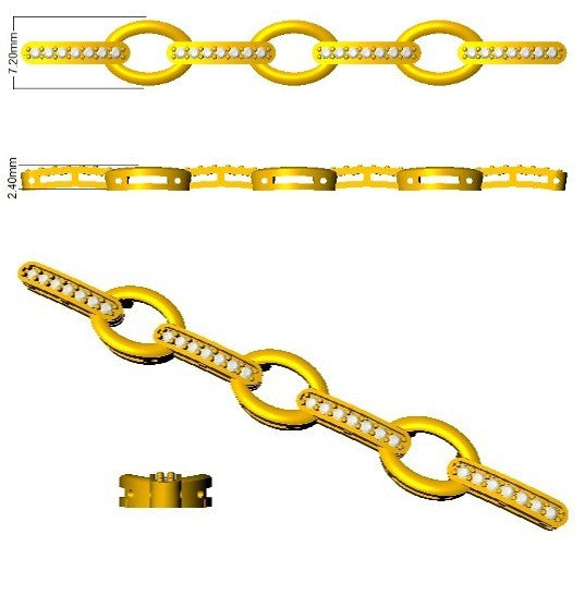 Lab Grown Diamond Open Circle Mariner Link Bracelet with Pave Accents and Box Clasp in 10K/14K gold and platinum with certified lab-grown or natural diamonds