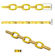 Round Cut Lab Grown Diamond Oval Link Bracelet with Pave Bar Accents in 10K/14K gold and platinum with certified lab-grown or natural diamonds
