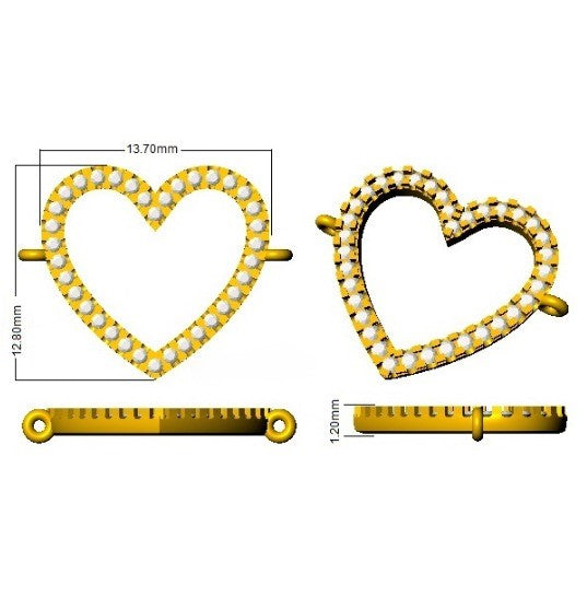 Lab Grown Diamond Pave Heart Bracelet in 10K/14K gold and platinum with certified lab-grown or natural diamonds