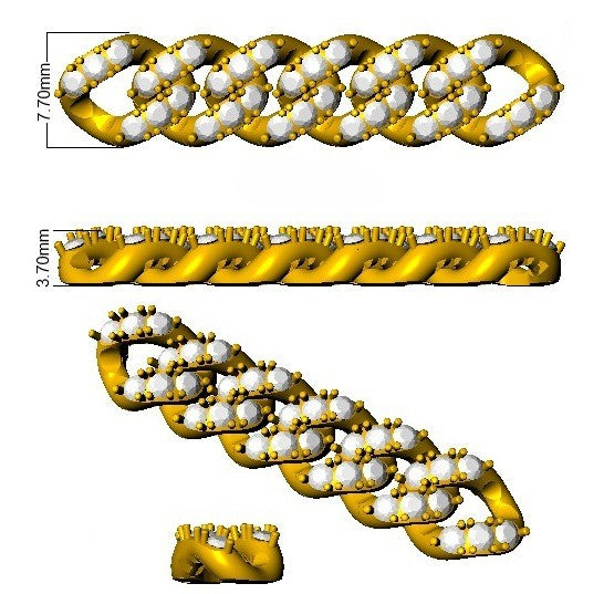 10.80ct Round Natural Pave Cuban Link Bracelet-Iced Out Curb Bracelet for Unisex in 10K/14K gold and platinum with certified lab-grown or natural diamonds
