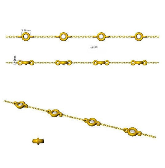 Natural Round Cut Bezel Set with Double Chain Diamond Station Bracelet in 10K/14K gold and platinum with certified lab-grown or natural diamonds