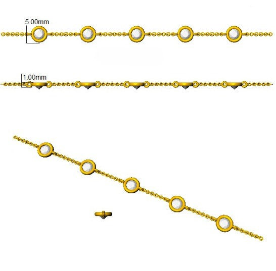 5Stone Natural Round Cut Bezel Set Diamond Station Bracelet - Lobster Claw in 10K/14K gold and platinum with certified lab-grown or natural diamonds