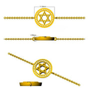 Natural Diamond Jewish Star of David Bracelet with Round Pave Halo in 10K/14K gold and platinum with certified lab-grown or natural diamonds