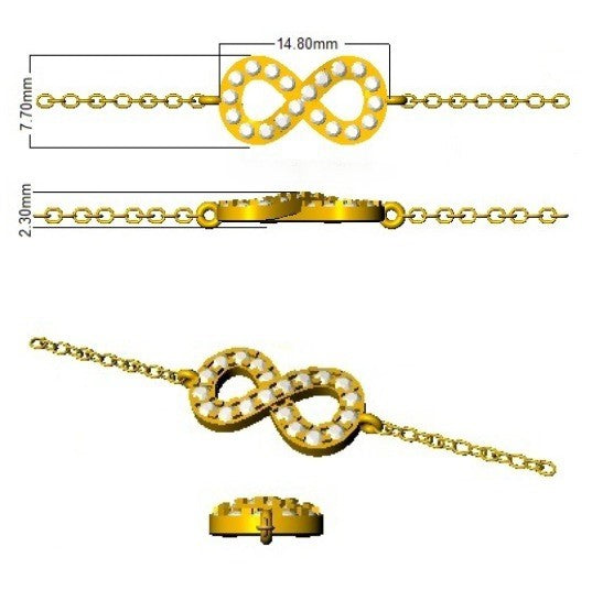 Natural Diamond Infinity Bracelet in 10K/14K gold and platinum with certified lab-grown or natural diamonds