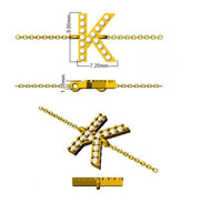 Lab Grown Diamond Initial K Letter Chain Bracelet with Lobster Clasp in 10K/14K gold and platinum with certified lab-grown or natural diamonds