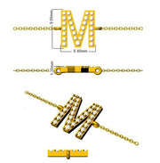 Initial M Letter Lab Grown Round Cut Pave Diamond Chain Bracelet in Platinum with Lobster Clasp in 10K/14K gold and platinum with certified lab-grown or natural diamonds