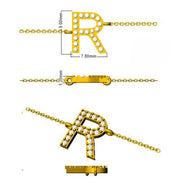 Alphabet R Letter Pave Natural Round Diamond Chain Bracelet with Lobster Claw in 10K/14K gold and platinum with certified lab-grown or natural diamonds