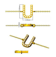Alphabet U Bracelet with Pave Set Round Natural Diamonds and Lobster Claw in 10K/14K gold and platinum with certified lab-grown or natural diamonds