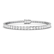 Baguette Cut Lab Grown Diamond Prong Set Link Tennis Bracelet in Platinum with Box Clasp in 10K/14K gold and platinum with certified lab-grown or natural diamonds