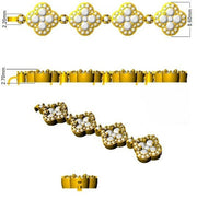 Vintage Inspired Clover Link Diamond Bracelet in 10K/14K gold and platinum with certified lab-grown or natural diamonds